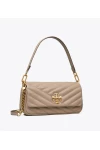 Tory Burch Small Kira Chevron Flap Shoulder Bag Gray Heron Women