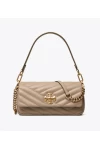 Tory Burch Small Kira Chevron Flap Shoulder Bag Gray Heron Women